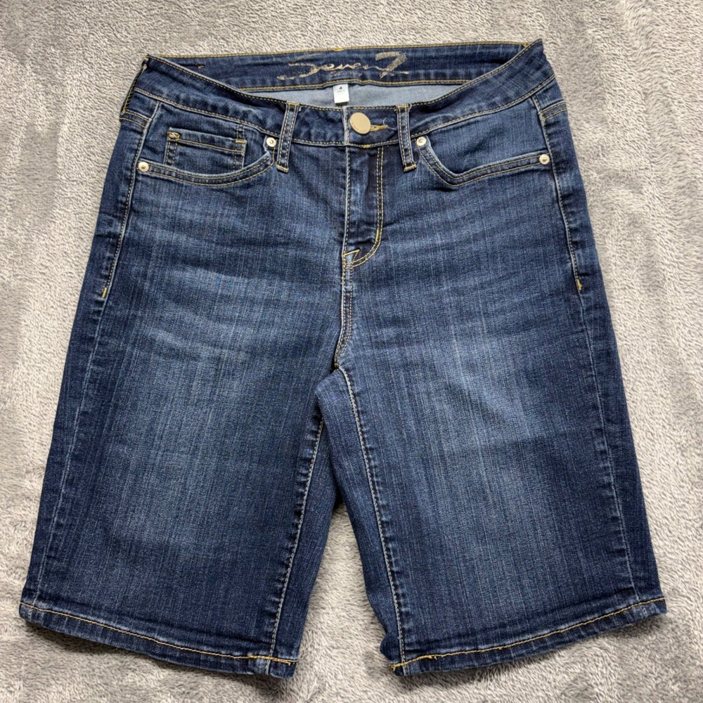 Seven7 Denim Shorts‎ Women 4 Jackson Blue Good Bermuda Mid Rise MY3207DE
